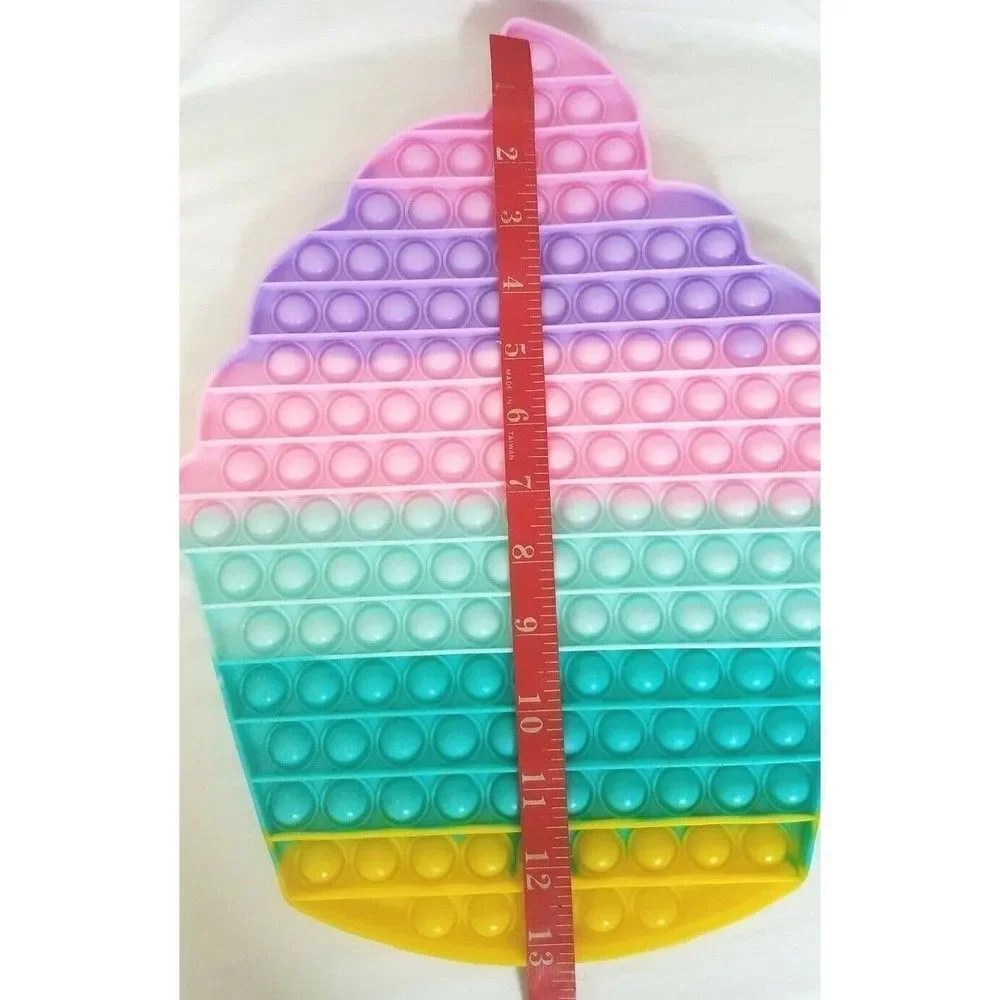 Fidget Toy Jumbo Cupcake Push Pop Bubble Pastel Rainbow Silicone